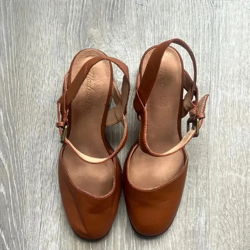 NEW Madewell Claudie Lugsole MaryJane Heels Leather Dried Maple